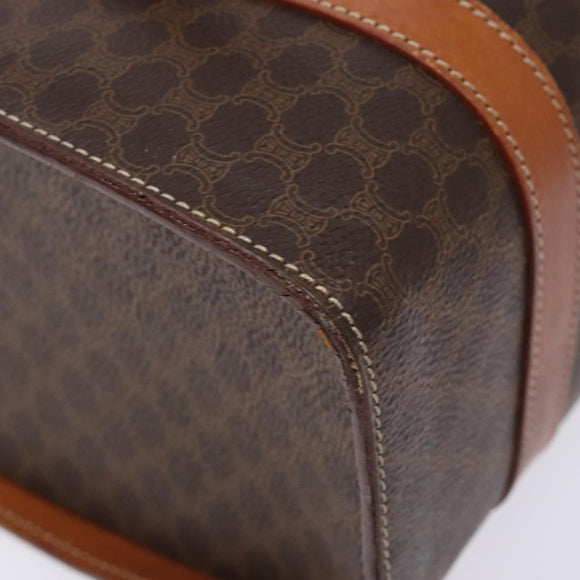 CELINE Macadam Canvas Hand Bag PVC Leather Brown Gold Auth hk2916