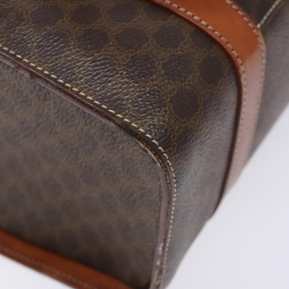 CELINE Macadam Canvas Hand Bag PVC Leather Brown Gold Auth hk2916