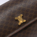CELINE Macadam Canvas Hand Bag PVC Leather Brown Gold Auth hk2916-17