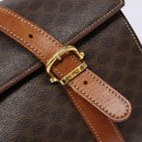 CELINE Macadam Canvas Hand Bag PVC Leather Brown Gold Auth hk2916-10