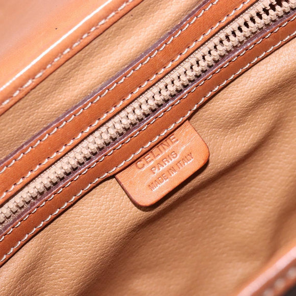 CELINE Macadam Canvas Hand Bag PVC Leather Brown Gold Auth hk2916