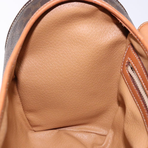 CELINE Macadam Canvas Hand Bag PVC Leather Brown Gold Auth hk2916