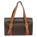 CELINE Macadam Canvas Hand Bag PVC Leather Brown Gold Auth hk2916-2