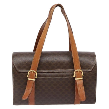 CELINE Macadam Canvas Hand Bag PVC Leather Brown Gold Auth hk2916 - 0