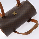 CELINE Macadam Canvas Hand Bag PVC Leather Brown Gold Auth hk2916-6