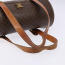 CELINE Macadam Canvas Hand Bag PVC Leather Brown Gold Auth hk2916-7