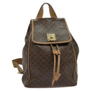 CELINE Macadam Canvas Backpack PVC Leather Brown Gold Auth hk2918-1