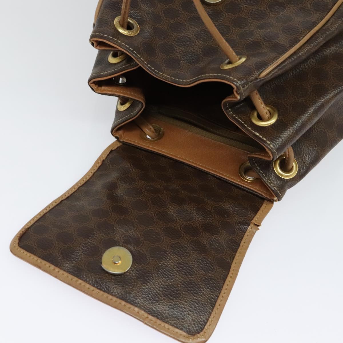 CELINE Macadam Canvas Backpack PVC Leather Brown Gold Auth  display picture 3