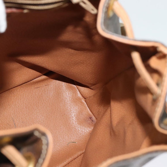 CELINE Macadam Canvas Backpack PVC Leather Brown Gold Auth hk2918