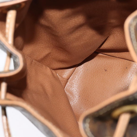 CELINE Macadam Canvas Backpack PVC Leather Brown Gold Auth hk2918