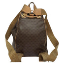 CELINE Macadam Canvas Backpack PVC Leather Brown Gold Auth hk2918-2