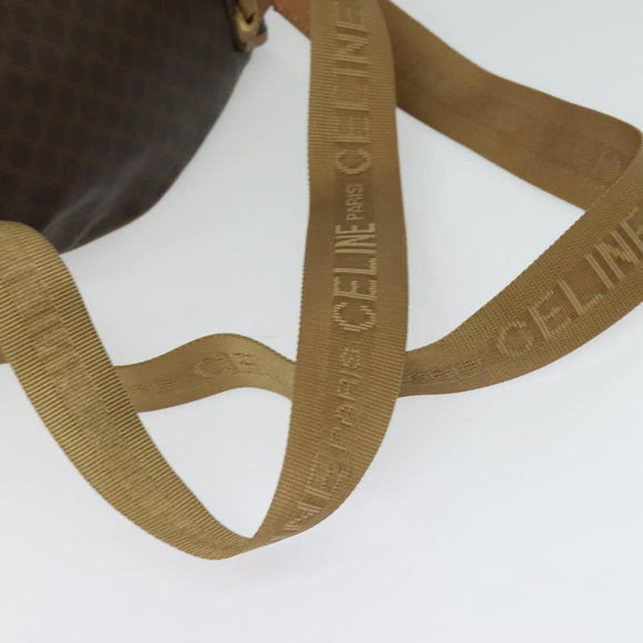 CELINE Macadam Canvas Backpack PVC Leather Brown Gold Auth hk2918