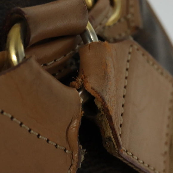 CELINE Macadam Canvas Backpack PVC Leather Brown Gold Auth hk2918