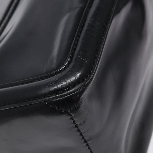 CELINE Boogie Bag Hand Bag Enamel Black Silver Auth hk2921