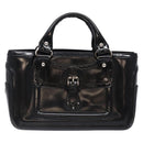 CELINE Boogie Bag Hand Bag Enamel Black Silver Auth hk2921-13