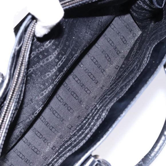 CELINE Boogie Bag Hand Bag Enamel Black Silver Auth hk2921