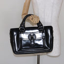 CELINE Boogie Bag Hand Bag Enamel Black Silver Auth hk2921-24