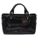CELINE Boogie Bag Hand Bag Enamel Black Silver Auth hk2921-2