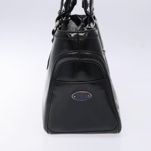 CELINE Boogie Bag Hand Bag Enamel Black Silver Auth hk2921