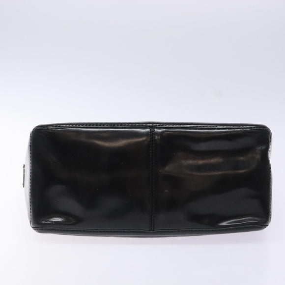 CELINE Boogie Bag Hand Bag Enamel Black Silver Auth hk2921