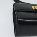 Salvatore Ferragamo Gancini Shoulder Bag Leather Black Gold Auth hk2923-10
