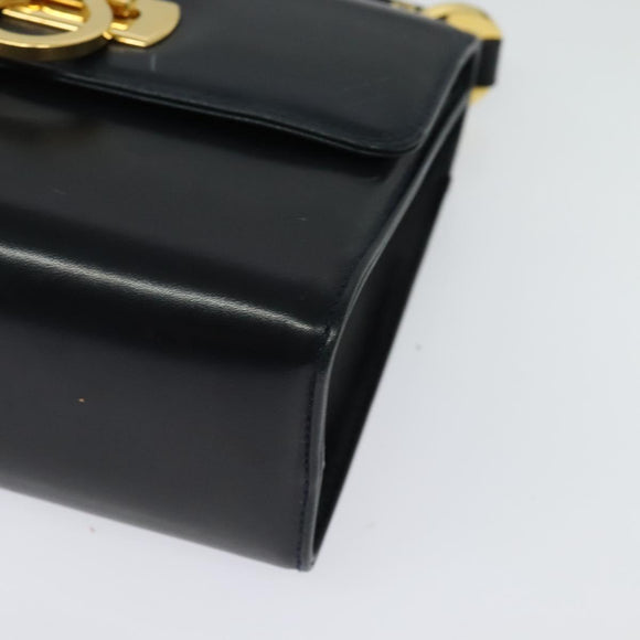 Salvatore Ferragamo Gancini Shoulder Bag Leather Black Gold Auth hk2923