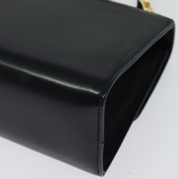 Salvatore Ferragamo Gancini Shoulder Bag Leather Black Gold Auth hk2923