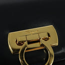 Salvatore Ferragamo Gancini Shoulder Bag Leather Black Gold Auth hk2923-14
