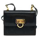 Salvatore Ferragamo Gancini Shoulder Bag Leather Black Gold Auth hk2923-2