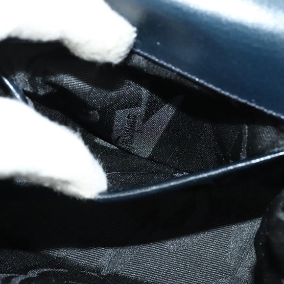 Salvatore Ferragamo Gancini Shoulder Bag Leather Black Gold Auth hk2923