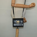 Salvatore Ferragamo Gancini Shoulder Bag Leather Black Gold Auth hk2923-21