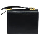 Salvatore Ferragamo Gancini Shoulder Bag Leather Black Gold Auth hk2923-3