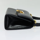 Salvatore Ferragamo Gancini Shoulder Bag Leather Black Gold Auth hk2923-5
