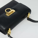 Salvatore Ferragamo Gancini Shoulder Bag Leather Black Gold Auth hk2923-6