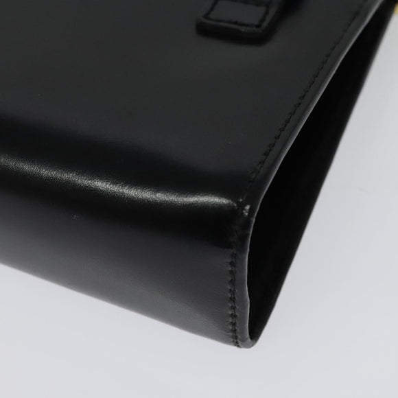 Salvatore Ferragamo Gancini Chain Shoulder Bag Leather Black Gold Auth hk2925