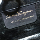 Salvatore Ferragamo Gancini Chain Shoulder Bag Leather Black Gold Auth hk2925-12