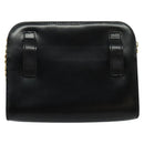 Salvatore Ferragamo Gancini Chain Shoulder Bag Leather Black Gold Auth hk2925-3