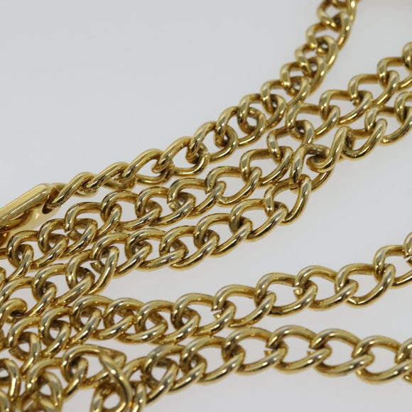 Salvatore Ferragamo Gancini Chain Shoulder Bag Leather Black Gold Auth hk2925