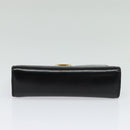 Salvatore Ferragamo Gancini Chain Shoulder Bag Leather Black Gold Auth hk2925-9