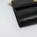 Salvatore Ferragamo Gancini Chain Shoulder Bag Leather Black Gold Auth hk2926-9
