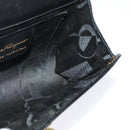 Salvatore Ferragamo Gancini Chain Shoulder Bag Leather Black Gold Auth hk2926-18