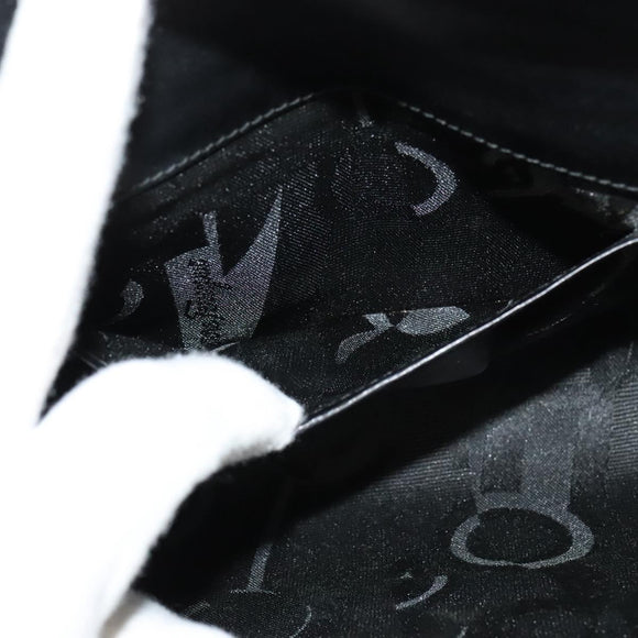 Salvatore Ferragamo Gancini Chain Shoulder Bag Leather Black Gold Auth hk2926