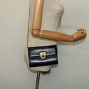 Salvatore Ferragamo Gancini Chain Shoulder Bag Leather Black Gold Auth hk2926-21