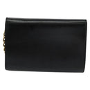 Salvatore Ferragamo Gancini Chain Shoulder Bag Leather Black Gold Auth hk2926-2