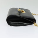 Salvatore Ferragamo Gancini Chain Shoulder Bag Leather Black Gold Auth hk2926-4