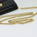 Salvatore Ferragamo Gancini Chain Shoulder Bag Leather Black Gold Auth hk2926-7