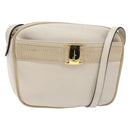 Salvatore Ferragamo Vala Shoulder Bag Leather Beige Gold Auth hk2927-1