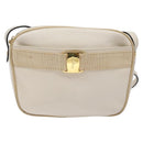 Salvatore Ferragamo Vala Shoulder Bag Leather Beige Gold Auth hk2927-13