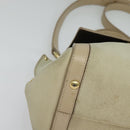 Salvatore Ferragamo Gancini Hand Bag Leather 2way Beige Gold Auth hk2928-12