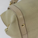 Salvatore Ferragamo Gancini Hand Bag Leather 2way Beige Gold Auth hk2928-14